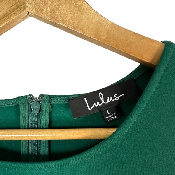 LULU’S Cumulonimbus Clouds Green Skater L Midi scoop neck scalloped hem Dress - Picture 6 of 15